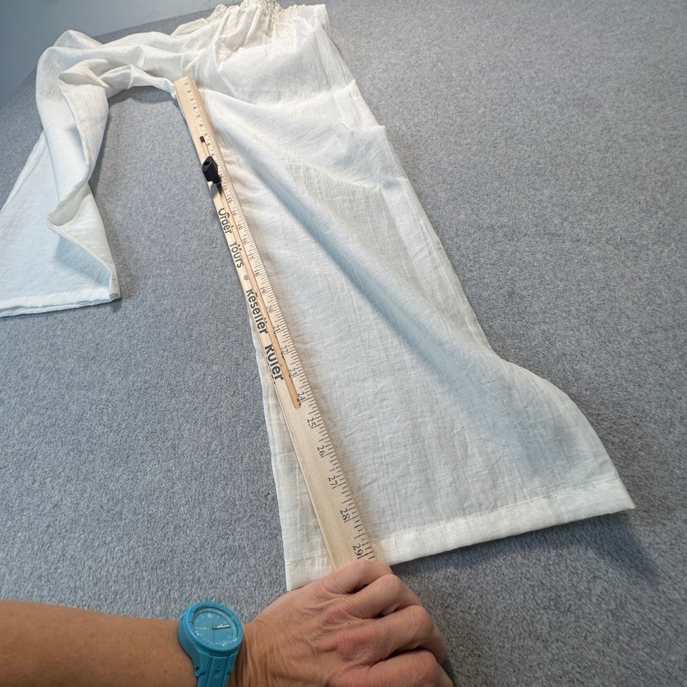 Cotton Gauze Wide Leg White Pants Crinkle Coastal Beach - Picture 6 of 9